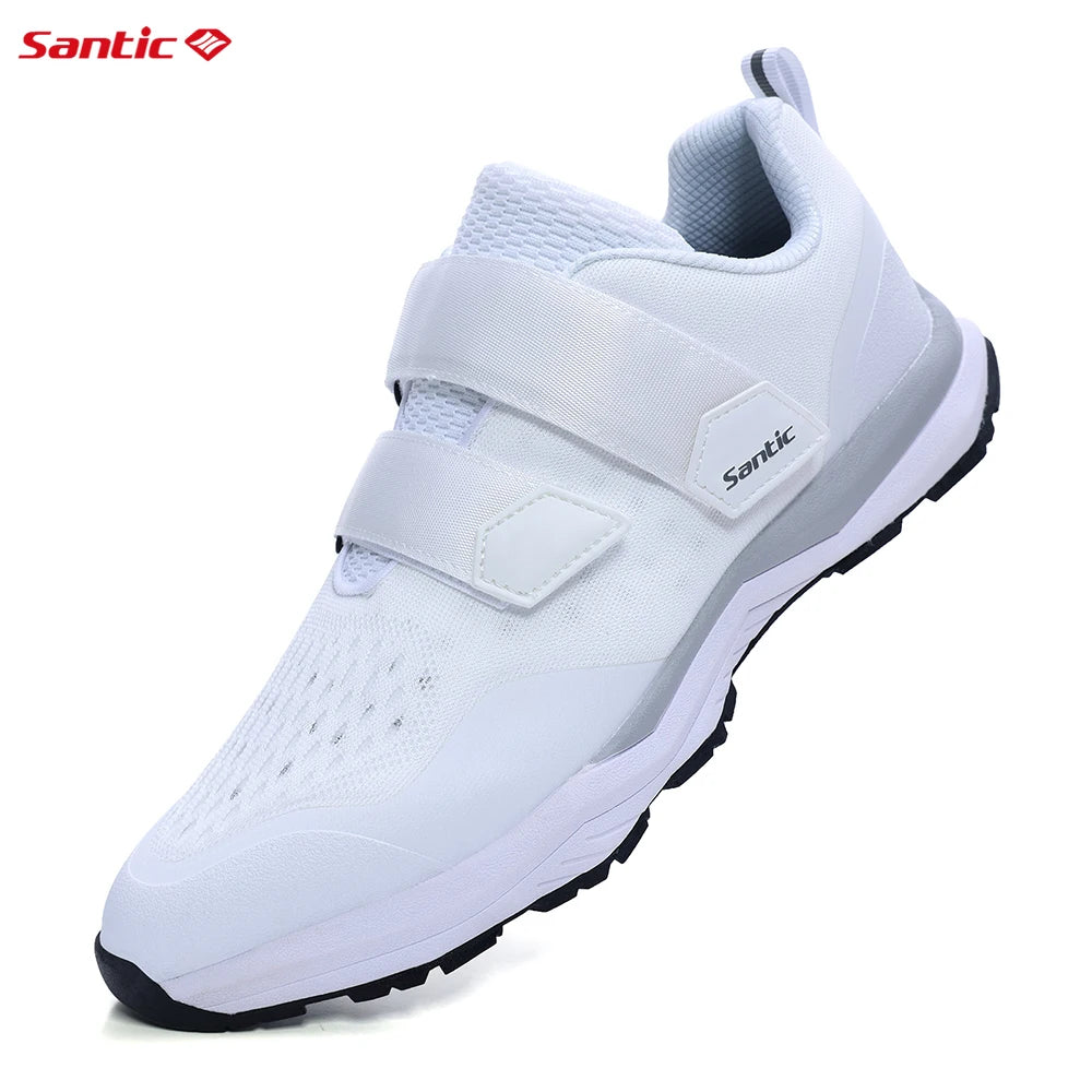 Santic Cycling Shoes Multi-purpose Running SPD Indoor Leisure Shoes Rubber Sole Hook and Loop Design 3D Mesh Fabric Sneakers Unisex
