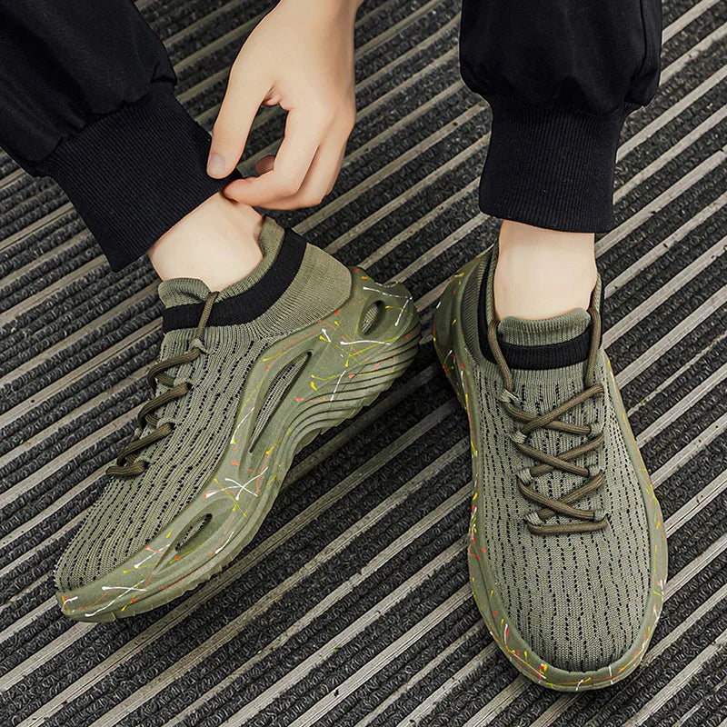 Men's Sports Shoes Soft Light Mesh Thick Sole Anti-Slip Tennis Shoes Spring New Fashion Lace-Up Outdoor Fitness Running Shoes