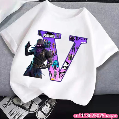 New Fortnites Kids T-shirts Cartoon Letter Graphic T-shirts Boys Girls Summer Casual Sports Short Sleeves Tops Children Clothing