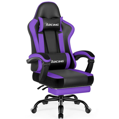 AUTHMIC Ergonomic Gaming Chair with 170° Reclining Backrest, Foldable Footrest, Soft Armrests, Supports150kg,Breathable Material