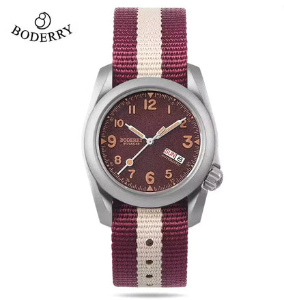 BODERRY Men's Automatic Watch 40MM Titanium Pilot Sport Mechanical Wristwatch 100m Waterproof Sapphire C3 Luminous NH35