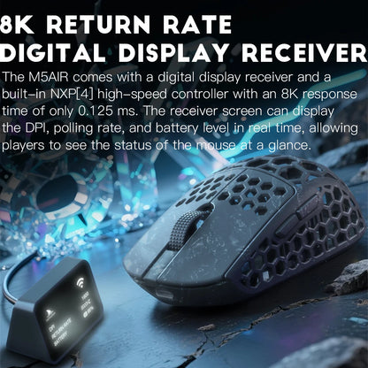 Darmoshark M5Air geschmiedete Carbonfaser kabellose 8K-Gaming-Maus PAW3950 30K DPI für kleine Hände, Finger-Grip, Game-Makro-Maus, leicht