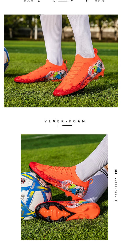 New Men Football Boots Soccer Cleats FG Non-Slip Training Shoes Soccer Shoes Long Spikes Match Ultralight Outdoor Drop Shipping