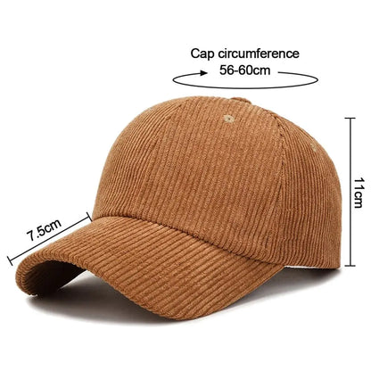 Unisex Corduroy Corduroy Baseball Cap Adjustable Sun Hat Hip Hop Cap Men