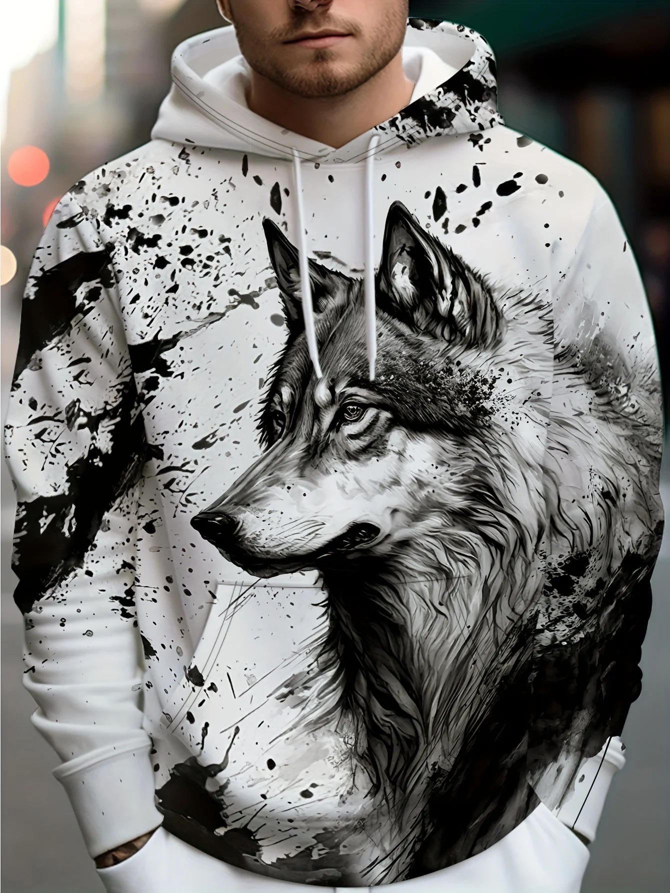 Animal Wolf Graphic Men's Fashion 3D Print Outdoor Hoodie Streetwear Hoodies Hooded Front Pocket Designer Hoodie Sweatshirt