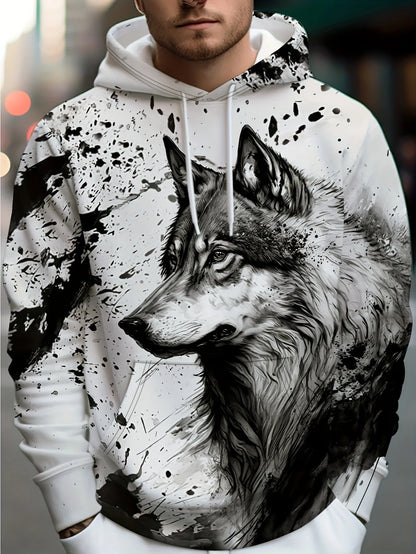 Animal Wolf Graphic Men's Fashion 3D Print Outdoor Hoodie Streetwear Hoodies Hooded Front Pocket Designer Hoodie Sweatshirt