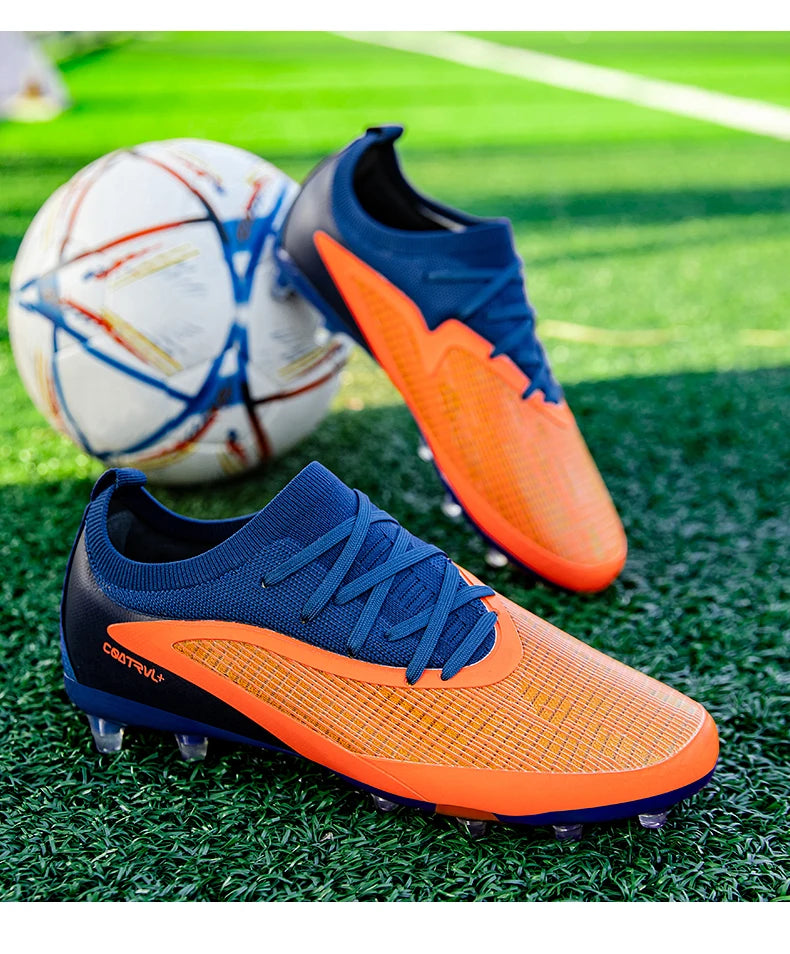 Nuove scarpe da calcio da uomo per esterno, traspiranti, antiscivolo, con tacchetti lunghi, per allenamento e partita, comode anche per ragazzi