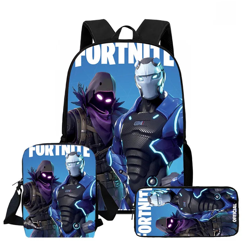 Fortnite 3-piece cartoon set, unisex, includes: Backpack, Crossbody bag, And pencil case Lightweight and large capacity