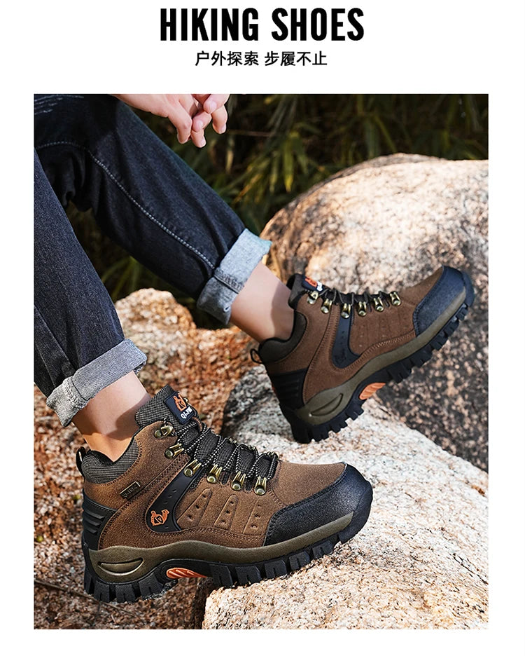 Outdoor Trekking Shoes autumn Winter Men Waterproof Hiking Shoes Mountain Boots Genuine Leather Woodland Hunting Tactical Shoes