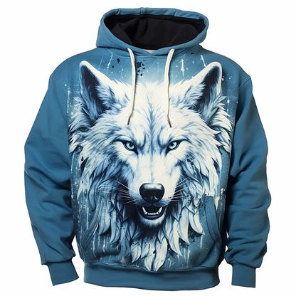 Animal Hoodie For Men Wolf Print High-Quality Men's Pullover Autumn Fashion Top Street Hoodie Designer Long Sleeved Sportswear