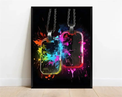 Pop Neon Video Game Character Poster Gamepad Headphones Football Basketball Canvas Print Wall Art Decor Gaming Room Decoration