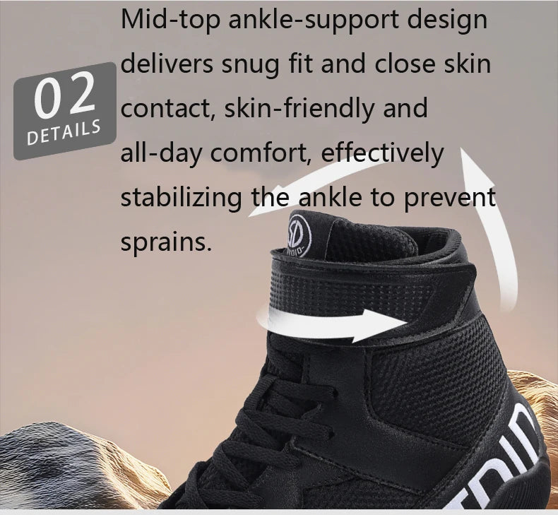 New Men's Large Wrestling Shoes Mesh Breathable Boxing Shoes Anti-Slip Wear-Resistant Sneakers Fashionable Casual High Sport Shoes