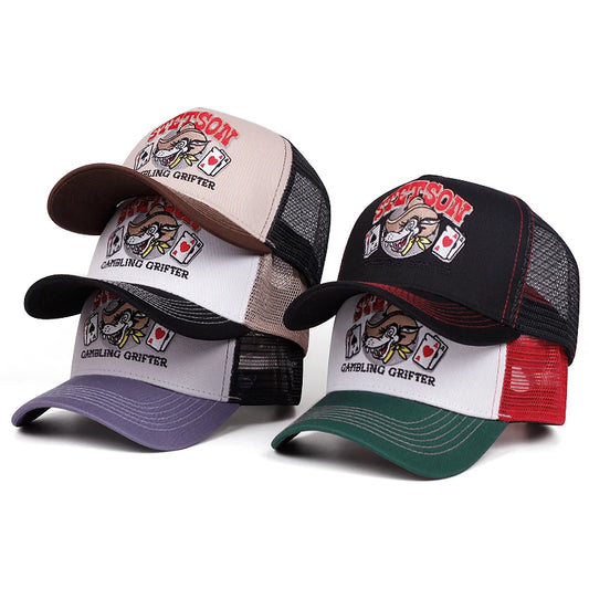 2025 Personalized New Breathable Mesh Hat STETSON Wolf Head Poker Truck Hat Outdoor Sports Sunshade Hat Street HipHop Hat Unisex