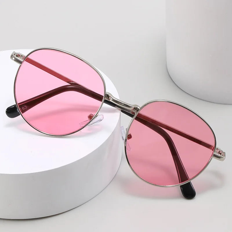 2025 New Straight Metal Sunglasses Boys And Girls, Small Oval Children's Glasses For Babies