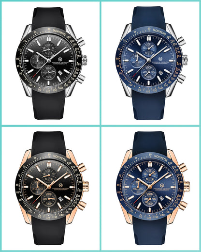 PAGANI DESIGN New 45mm Men Quartz Watch Rubber Belt Men's Luxury Watch Fashion Casual Sports Male Clock Relogio Maasculino