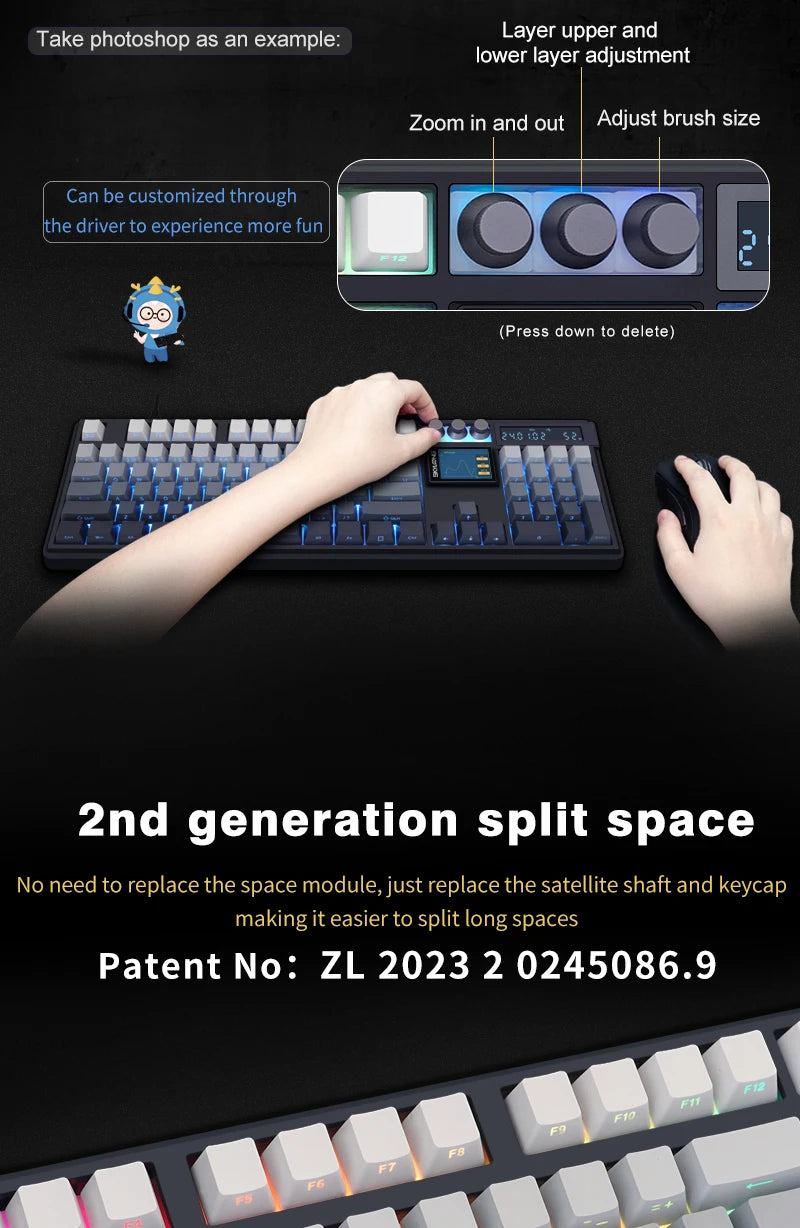 Tastiera meccanica wireless SKYLOONG GK104 Pro 100% personalizzata, switch low-noise hot-swap per PC gamer e accessori da ufficio