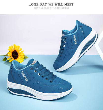 Scarpe casual da donna outdoor con suola spessa, platform alla moda, taglia grande 42, fondo piatto, scarpe sportive per camminata e corsa