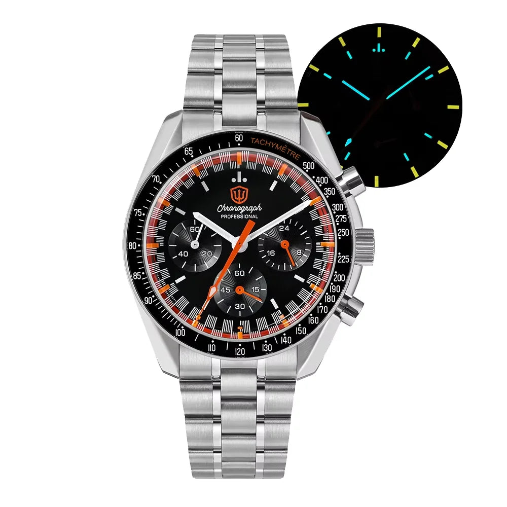 Orologio da uomo Watchdives New Wd1863 al quarzo VK63, cronografo con vetro zaffiro bombato, impermeabile, 39 mm, in acciaio, top brand, orologio business di lusso