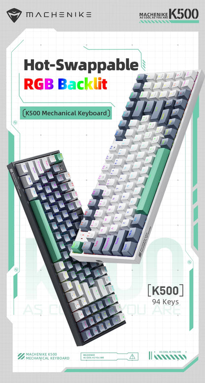 MACHENIKE K500 mechanische Tastatur – kabelgebundene Gaming-Tastatur K500-B94, Hot-Swappable, 94 Tasten, 90%-Layout, RGB-Hintergrundbeleuchtung für PC und Laptop