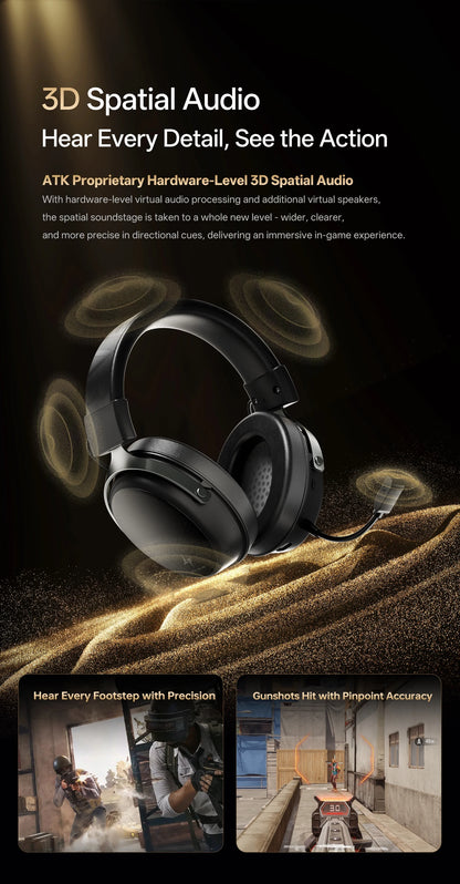 ATK Neptune N9 Wireless Gaming Headset – Low Latency eSports Headphones with Noise Cancelling Mic, Bluetooth 5.3, 4 Modes Dual Connection Gaming Headset