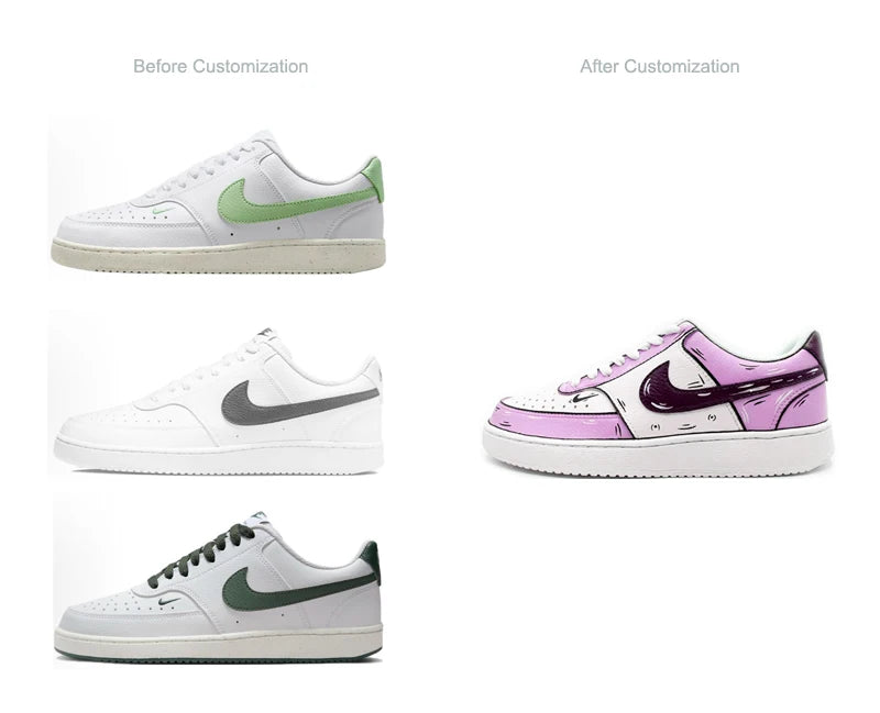 Custom Sneakers Custom Sneakers NIKE COURT VISION Messy Line Design Couple Matching Shoes Unisex Low-Top Skate Retro Shoes