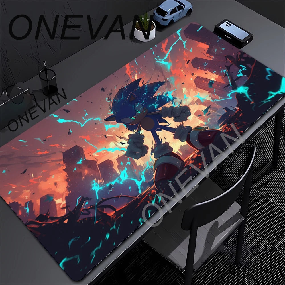 XXL Desk Mat Anime Sonic The Hedgehog Mouse Mat With Pad Gaming Accessories Prime Gaming Keyboard Pad Padding Mat