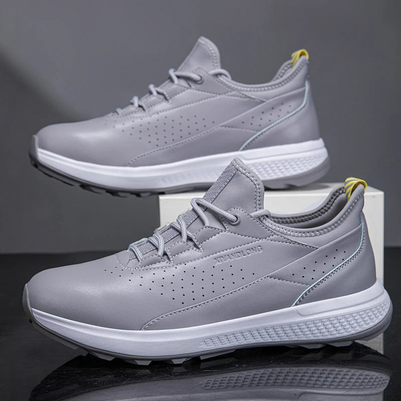 Golf Sports Shoes for Men, Waterproof High-Quality Leather Golf Competition Sports Shoes, Formal Golf Course Training Shoes for Men