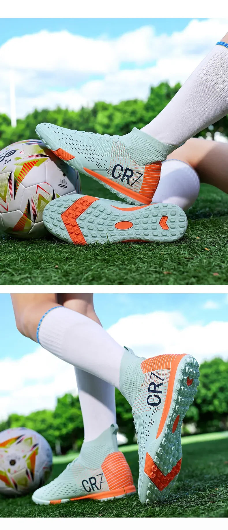 TF Long Stud Training Football Cleats Wear-Resistant Breathable Firm Ground Outdoor Match Training Sports Footwear