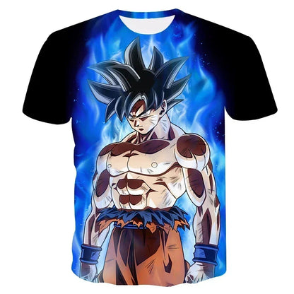 2024 New Fashion Dragon Ball 3D T-shirt Summer Short Sleeve O-Neck Goku Vegeta Men's Casual Shirt Boys'