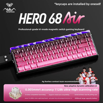 New AULA HERO68 Air 3-mode Magnetic Switch Gaming Mechanical Keyboard E-sport Custom Wired Keyboard Ergonomic Accessories
