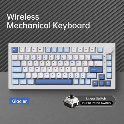 Tastiera meccanica gaming personalizzata Akko 5075 V3 75% ANSI-US con manopola del volume, hot-swappable, RGB, USB Type-C/2.4g e BT5.0 tri-mode
