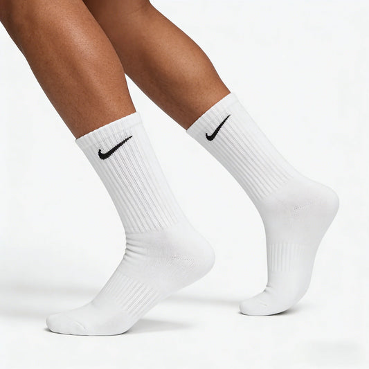 Nike Logo Athletic High-Top Socks Training Mid-Calf Socks Unisex Style Combo Pack White SX7676-100