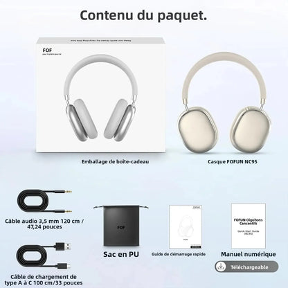 Hybrid Active Noise Cancelling Headphones, Wireless Headphones Bluetooth 6.0 with Transparent Mode, Hi-Res Audio, Deep Bass, Metal