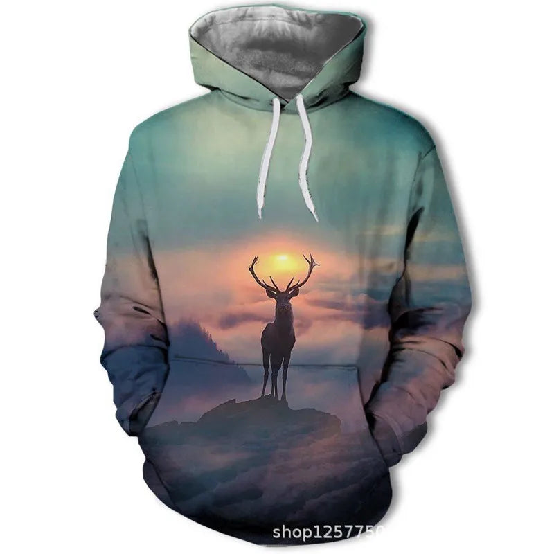 Neuer modischer Hoodie mit 3D-Tierprint für Herren und Damen, personalisiertes Design, Sweatshirt mit Schnee- und Doppelwolf-Motiv, Harajuku Oversized Hoodie