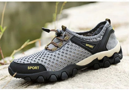 Summer Men's Mesh Sports Shoes, Fashion Mountaineering Breathable Lightweight Anti-Slip Shoes, Outdoor Travel Running Casual Shoes