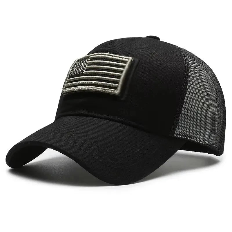 American Flag Camouflage Sticker Embroidered Baseball Cap Net Hat Men Outdoor Velcro Cap