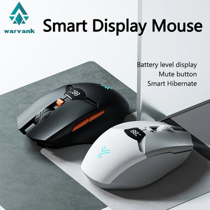 Warvank SX01 kabellose Gaming-Maus mit Smart-Screen-Display, 6-stufiger DPI-Einstellung, 600mAh Akku, leise Bluetooth-Maus fürs Büro