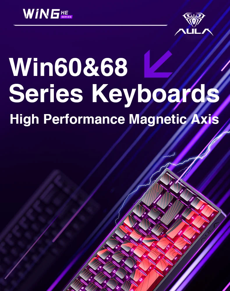 AULA WIN60 HE Magnetic Keyboard 21 Keys Butterfly Keycaps Wired 8K Return RGB Hotswap Customized E-sports Gaming Keyboard