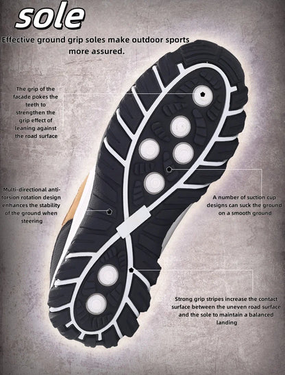 Autumn and Winter Men's Waterproof Hiking Shoes, Outdoor PU Leather Sports Shoes, Wear-Resistant, Walking, Tactical