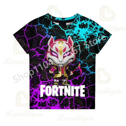 Młodzieżowa koszulka F-Fortnited inspirowana grą battle, dla dorosłych, z krótkim rękawem, letni T-shirt dla nastolatków, chłopców i dziewcząt