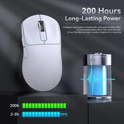 Mouse ATTACK SHARK X3 trimodo 1K Hz, mouse inalámbrico Bluetooth X3Pro 4K Hz ligero, PAW3395, velocidad móvil 650IPS