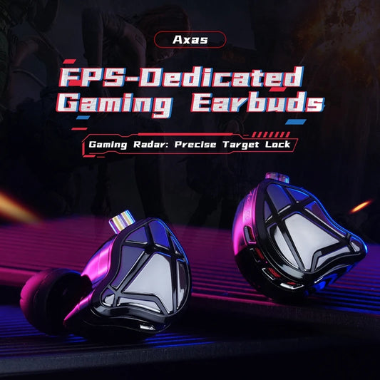 KZ Axas Gaming Earbuds Wired IEM HiFi Bass Headphones with Microphone, FPS Gaming Earphones, KZ Axas In-Ear Monitor Earbuds for PC Mobile & Console Gaming