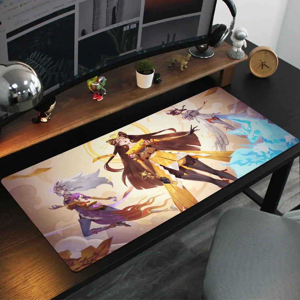 Tappetino mouse Amaterasu Kiriko Overwatch, tappetino da scrivania con base, accessori gaming Prime Gaming, tappetino XXL per tastiera con imbottitura