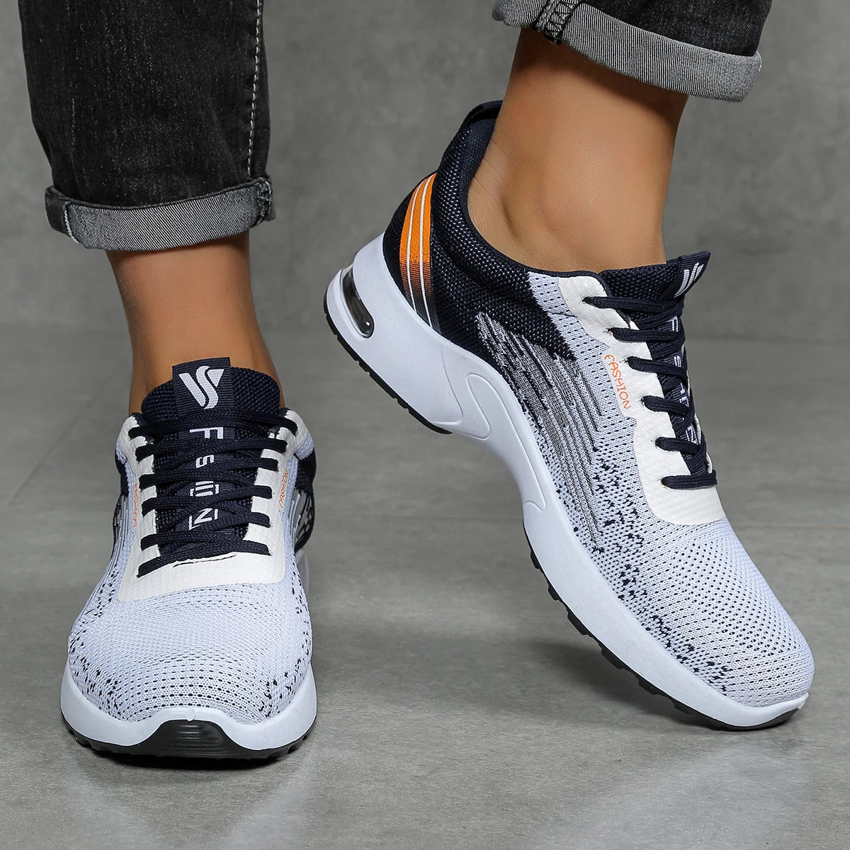 Herrenschuhe, lässige Herrenschuhe, atmungsaktives Mesh, Luftpolsterung, weiche Sohle, modische Sportschuhe im Color-Block-Design