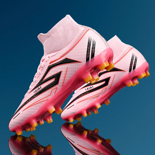 AG/FG Long Studs Soccer Shoes，PU Fabric Mixed Upper，TPU Sole Wear Resistant Anti Slip，Men Women Kids Youth Outdoor Sports