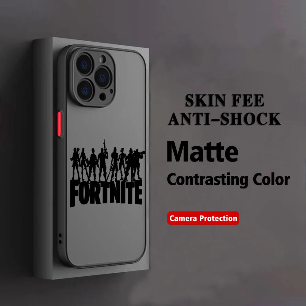 Hot Game F-Fortnites Handyhülle für Xiaomi Redmi Note 14 13 12 12S 11 11S 10 10S 9T 9S 8 7 Pro Plus 4G 5G, matte transparente Rückabdeckung