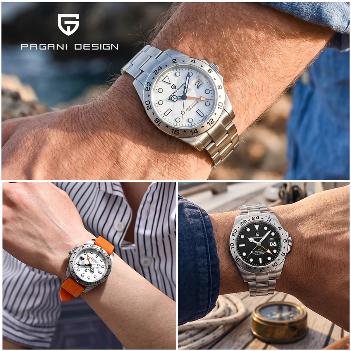 Pagani Design 2026 Nuevo reloj de buceo para hombre 42mm zafiro mecánico automático GMT 100m resistente al agua PD1682