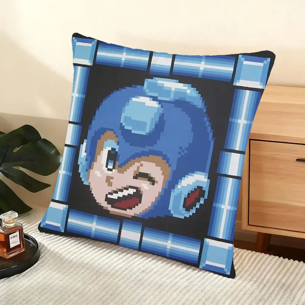 Game R-Rockman Megamans Cushion Cover Soft Short Plush Pillow Cover Smooth Cozy Texture Aesthetic Cushion Case Home Decor