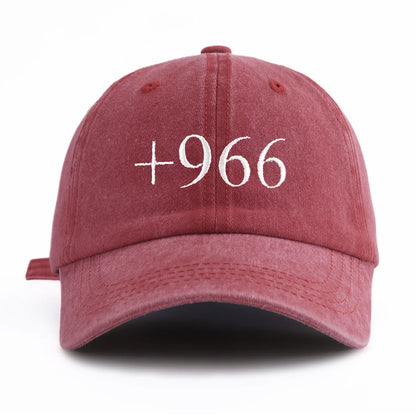 1pc +966 Embroidery Washed Baseball Cap for Adults,  Minimalist Retro Style Casual Soft Adjustable Dad Hat, Perfect As Gift