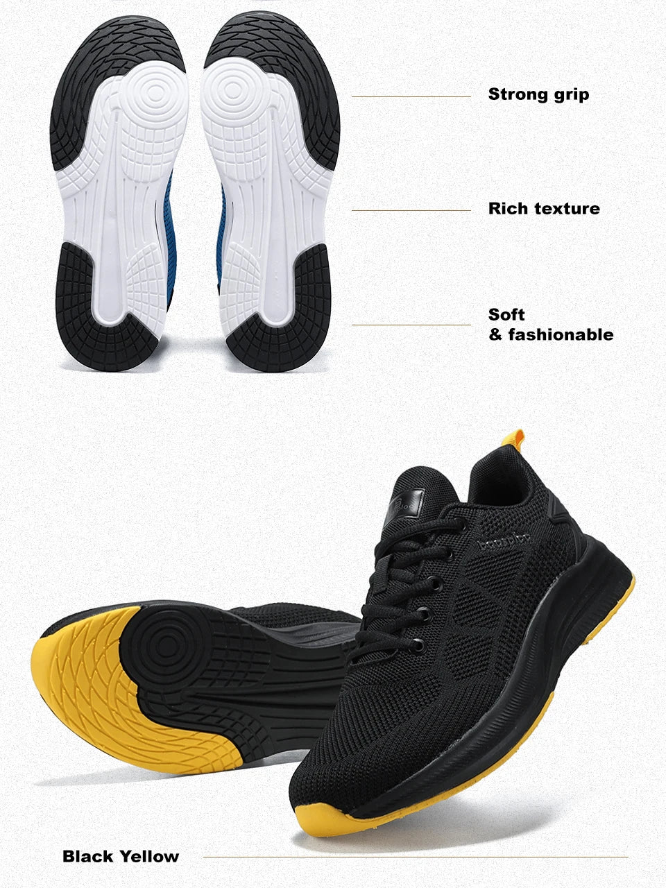 Baasploa Men's Running Shoes Brand, Male Designer Mesh Casual Sneakers, Lightweight Lace-Up New Male Outdoor Sports Tennis Shoes